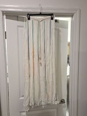 Z&L Women’s White  Maxi Skirt with Subtle Stripe Detail Size S!